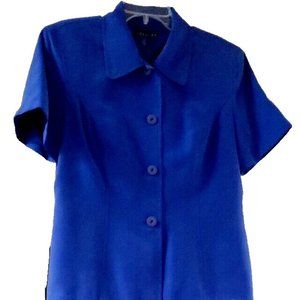 VTG Spenser Jeremy 100% Silk Sleeveless Maxi Dress & Button Jacket Blue Size 10